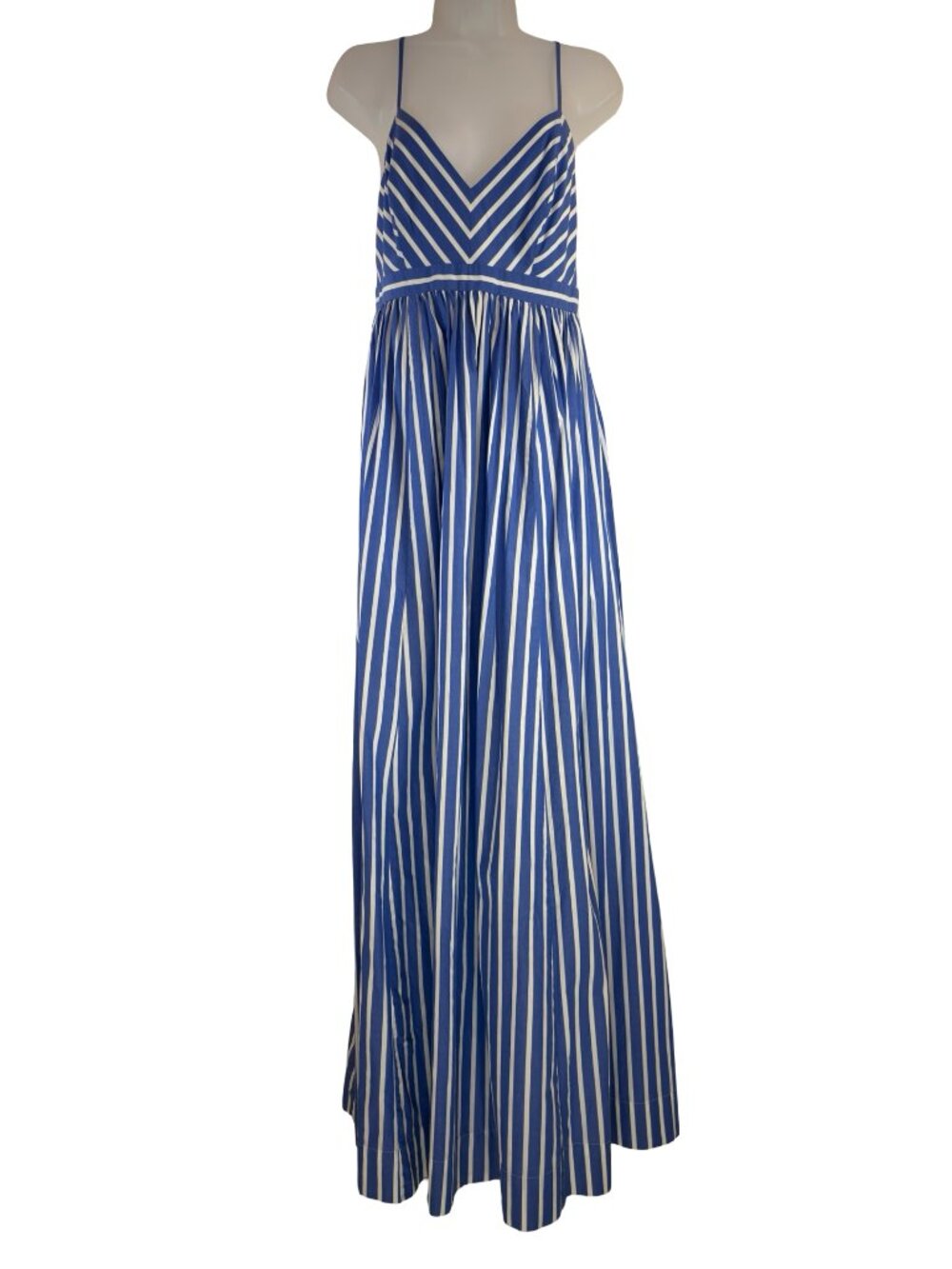 J. Crew Blue & White Cotton Lined Maxi Dress Size 8
